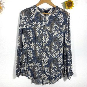 Lucky Brand Paisley Design Button Up Blouse Size Large Womens